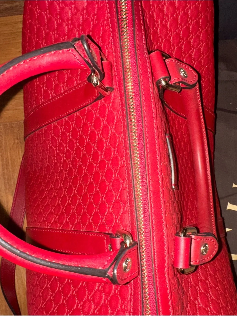 Gucci Burgundy Embossed Monogram Leather Satchel